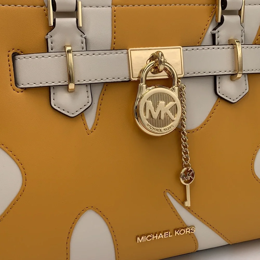 MICHAEL KORS Hamilton Small Two-Tone Satchel GOLDEN ROD MULTI color